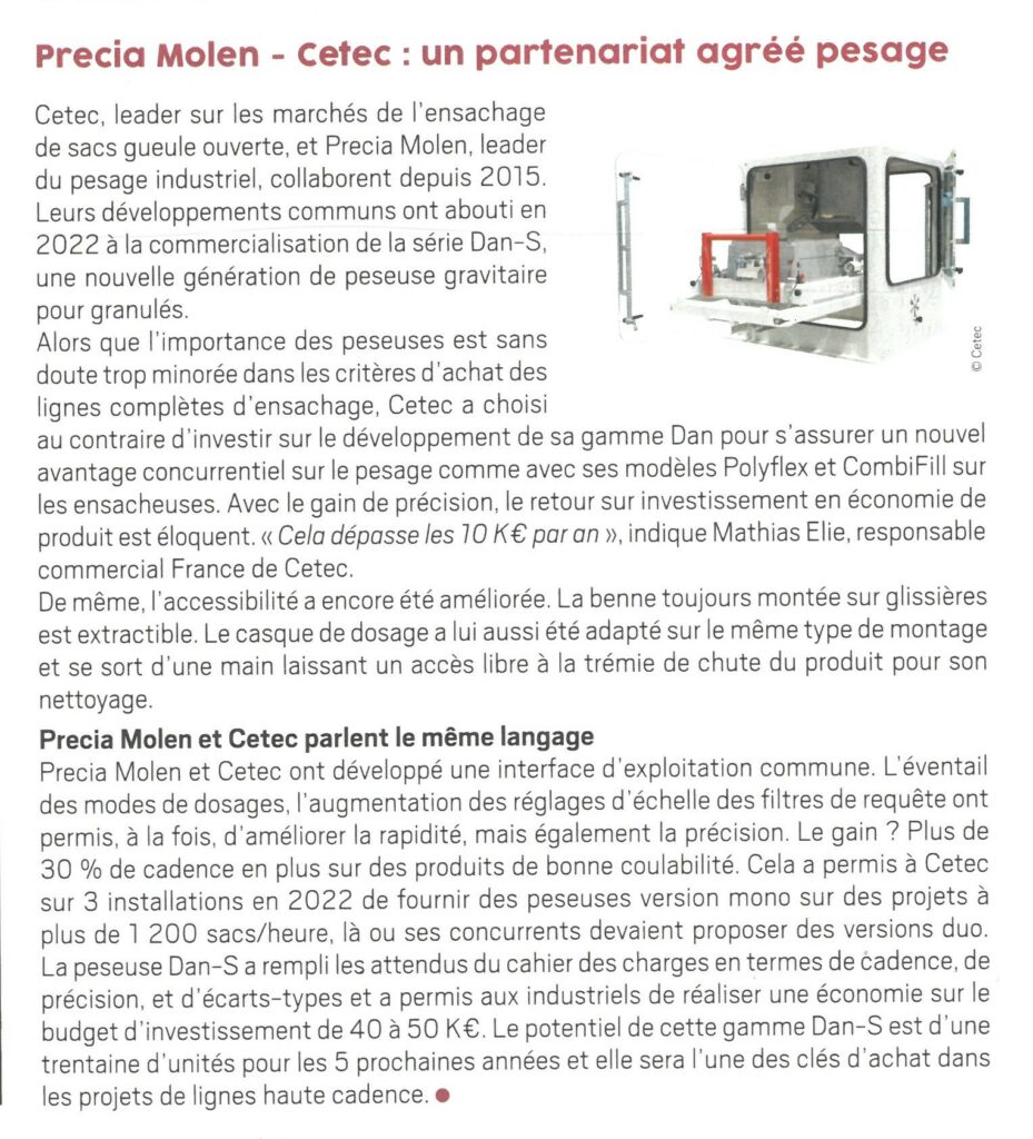 Infovrac : Precia Molen - CETEC : un partenariat agréé pesage