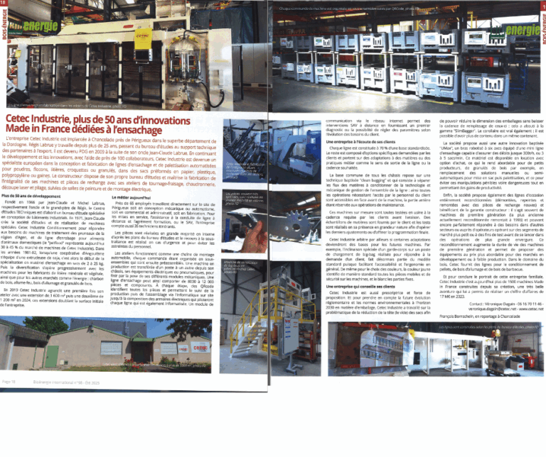 BIOENERGIE ETE 2025 – CETEC PLUS DE 50 ANS D’INNOVATIONS MADE IN France DEDIEES A L’ENSACHAGE