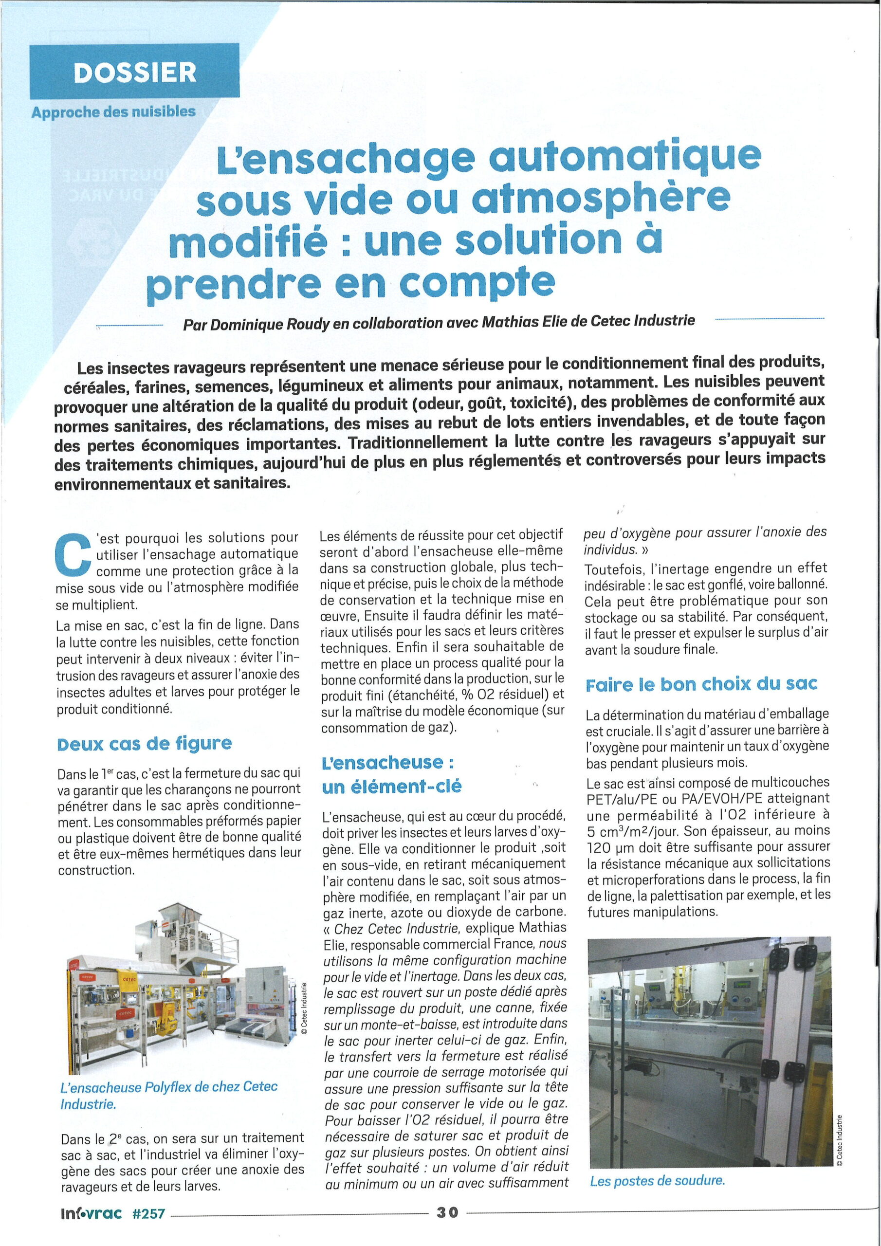 INFOVRAC – JUILLET 2025 – L’ensachage automatique sous vide ou atmosphère modifié : une solution à prendre en compte - Page 1